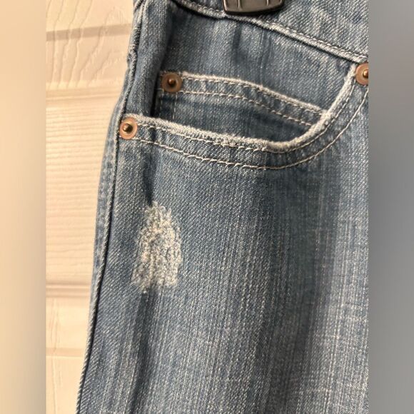 Vtg Y2K Frankie B Jeans Women's 6 Blue Denim Butterfly Low Rise Flared Leg - Picture 4 of 11